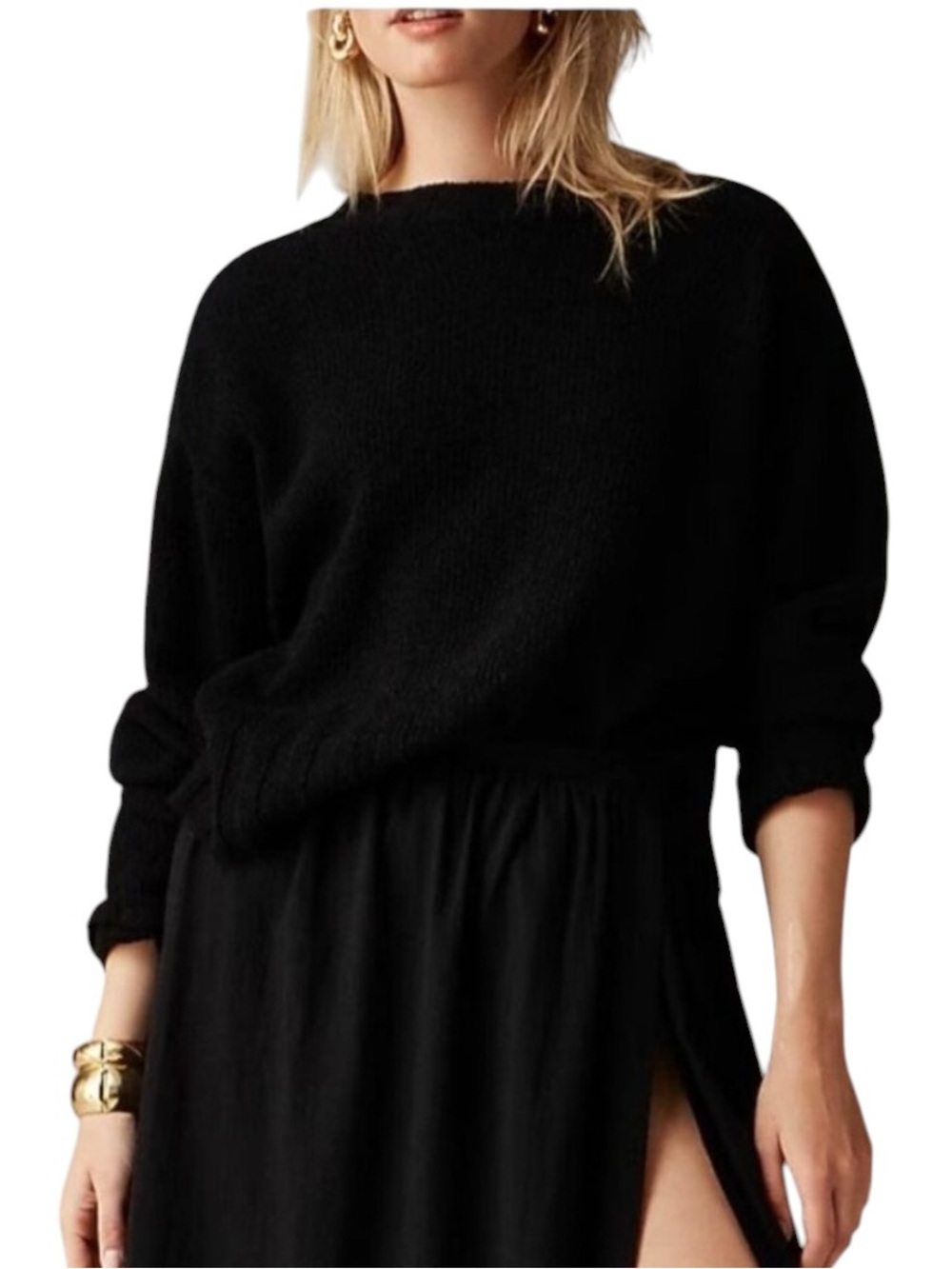 J. Crew Relaxed Crewneck Sweater Size Medium Black Beachy Summer Cotton